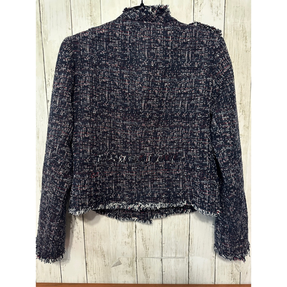 DEX Tweed Moto Jacket Women's Large Blue - Picture 3 of 6